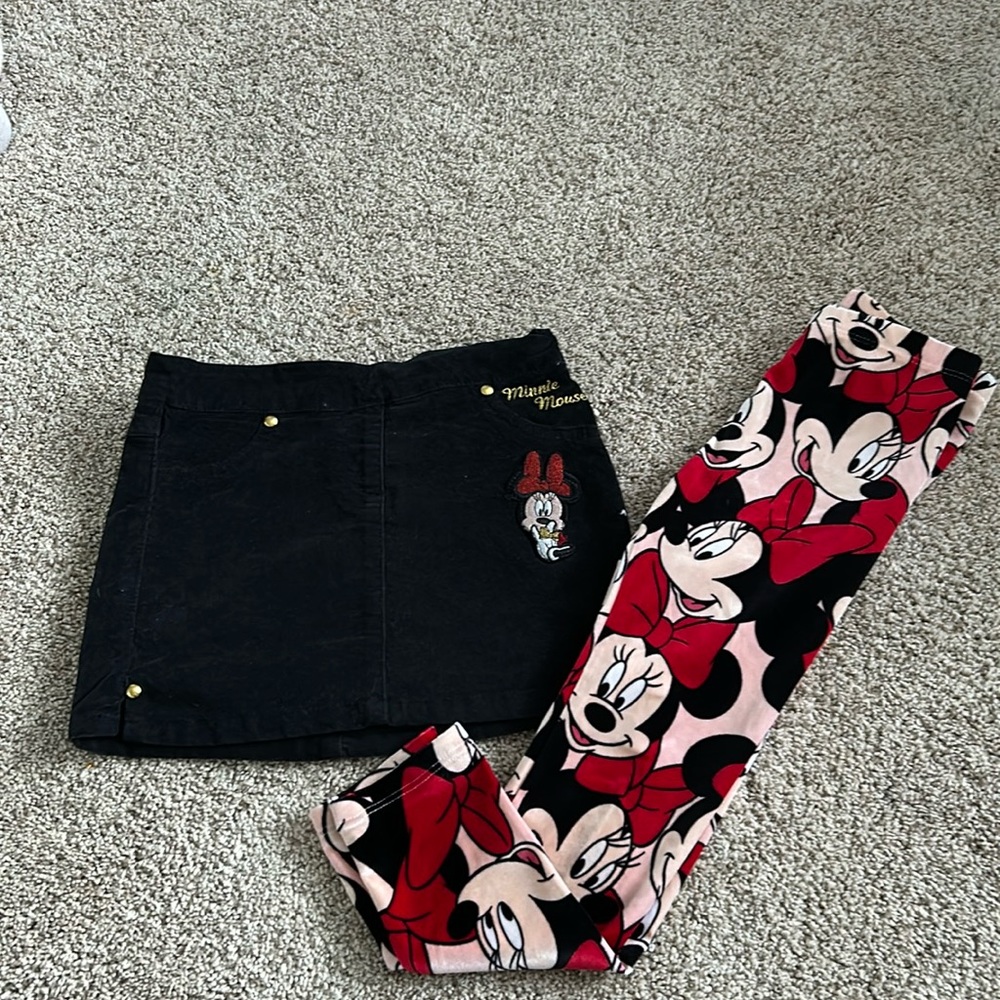 Minie mouse set, skirt and leggings size 6 girls